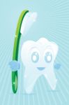 Happy Tooth With Brush Stock Photo