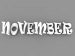 November Sign With Colour Black And White. 3d Paper Illustration Stock Photo