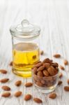 Almond Oil Organic Healthy Nut Vegan Vegetarian Healthy Stock Photo