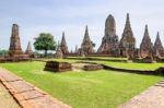 Wat Chaiwatthanaram Ancient Buddhist Temple Stock Photo