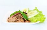 Hot Spicy Thai Cuisine Pork Liver Salad Stock Photo