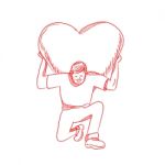 Modern Atlas Lifting Heart On Back Drawing Stock Photo