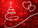 Red Christmas Tree Background Shows Holidays And Love
 Stock Photo