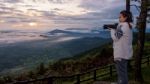 Woman Are Looking At The Beautiful Nature Stock Photo