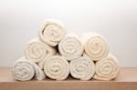 Bunch Of White Towels Stock Photo