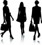 Silhouette Fashion Girls Stock Photo