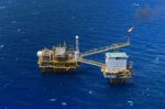 Top View Offshore Oil Rig Platform Stock Photo