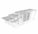 Supermarket Shopping Mall Wireframe Scene Stock Photo