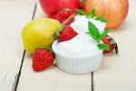 Fruits And Yogurt Stock Photo