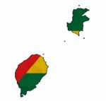 Sao Tome And Principe Map On  Flag Drawing ,grunge And Retro Fla Stock Photo