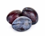 Fresh Plum Isolated On The White Background Stock Photo