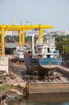 Shipyard In Thailand Stock Photo