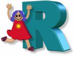 Letter R Girl Stock Photo