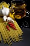 Pasta Garlic Extra Virgin Olive Oil And Red Chili Pepper Stock Photo