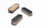 Three Brown Shoe Brush In Different Position Stock Photo