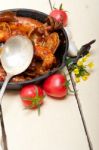 Fresh Seafoos Stew On An Iron Skillet Stock Photo