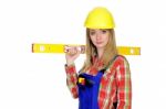 Female Construction Worker With  Stock Photo