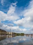 Miroir D'eau At Place De La Bourse In Bordeaux Stock Photo