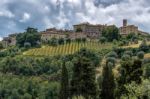 View Up To Montalcino Tuscany Stock Photo