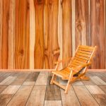 Wooden Deck Chair In Retro Style On Wooden Floor Interior Stock Photo