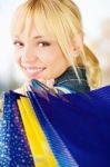 Woman With Bags After Shopping Stock Photo