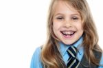 Cheerful School Girl, Closeup Shot Stock Photo