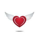 Heart With Wings Love Flat Design Icon  Illustration Stock Photo