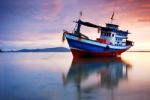 Thai Fishing Boat At Sunset Stock Photo