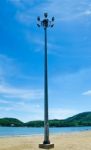 Light Pole On Beach Stock Photo