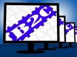 B2c On Monitors Shows Internet Business To Customer Or Consumer Stock Photo