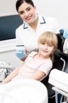 Little Girl At Annual Dental Checkup Stock Photo