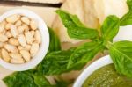 Italian Basil Pesto Sauce Ingredients Stock Photo