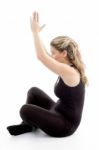 Side View Of Girl Doing Yoga Stock Photo