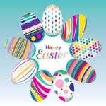 Easter Day  For Egg Isolated On  Design. Colorful Graphic Pattern For Eggs On White And Green Background Stock Photo