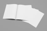 Blank Book And Paper Sheets Stock Photo