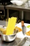 Italian Spaghetti Pasta On Kitchen Stock Photo