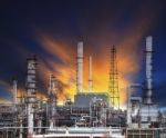 Oil Refinery Plant In Heavy Industry Estate Against Beautiful Du Stock Photo