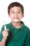 Boy And Toothbrush Stock Photo