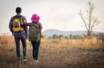 Tourists Are Enjoying The Mountain Stock Photo