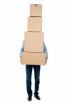 Male Holding Cardboard Box Stock Photo