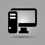 Pc Computer With Monitor Icon  Illustration Eps10 On Grey Background Stock Photo