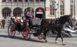 Horse And Carriage In Market Square Bruges West Flanders In Belg Stock Photo