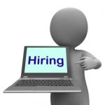 Hiring Laptop Message Shows Web Hire Employment Stock Photo