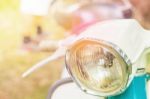 Headlight Of A Motorcycle Stock Photo