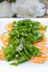 Fresh Salmon Carpaccio Stock Photo