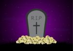 Halloween Skull Graveyard Gravestone Background Stock Photo