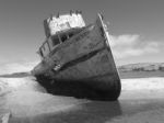 Point Reyes Boat (b&w) Stock Photo