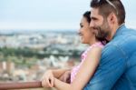 Young Tourist Couple Looking At The Views In The City Stock Photo