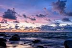 Sunset At Beach In Thailand Stock Photo