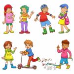 Set Of Happy Cartoon Kids Stock Photo